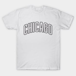 Chicago Black Outline Typography T-Shirt